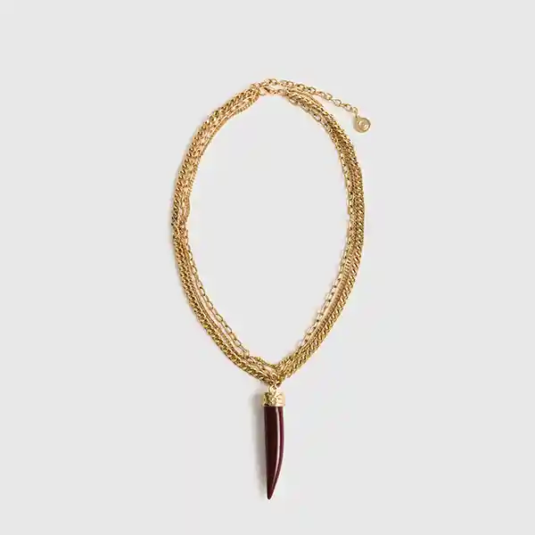 Collar Charm Cuerno Burdeo