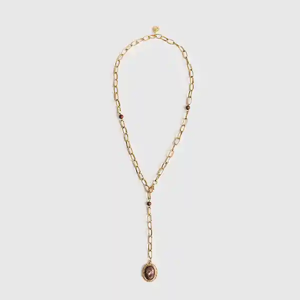 Collar Charm De Piedra Café