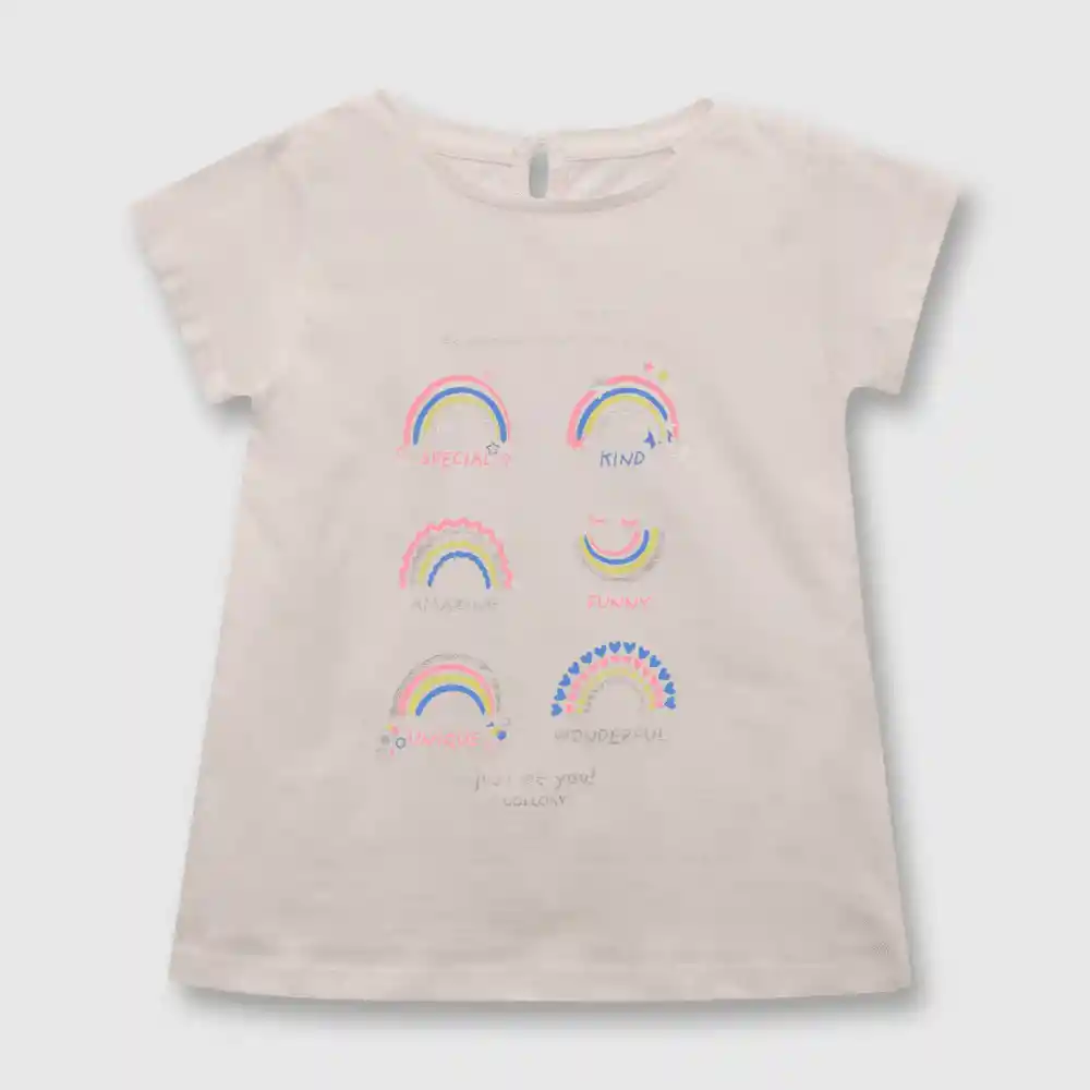 Polera Arcoiris De Niña Rosado Talla 24 Meses