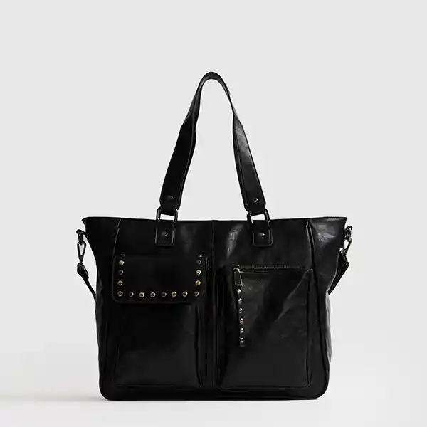 Bolso Street Bolsillos Frontales Tachas Negro