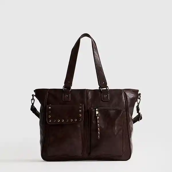 Bolso Street Bolsillos Frontales Tachas Café