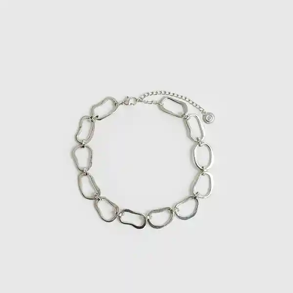 Collar Choker Óvalos Plateado