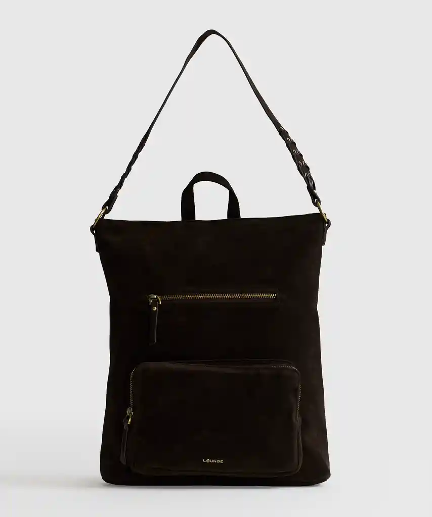 Cartera Mochila Notebook Fake Suede Café