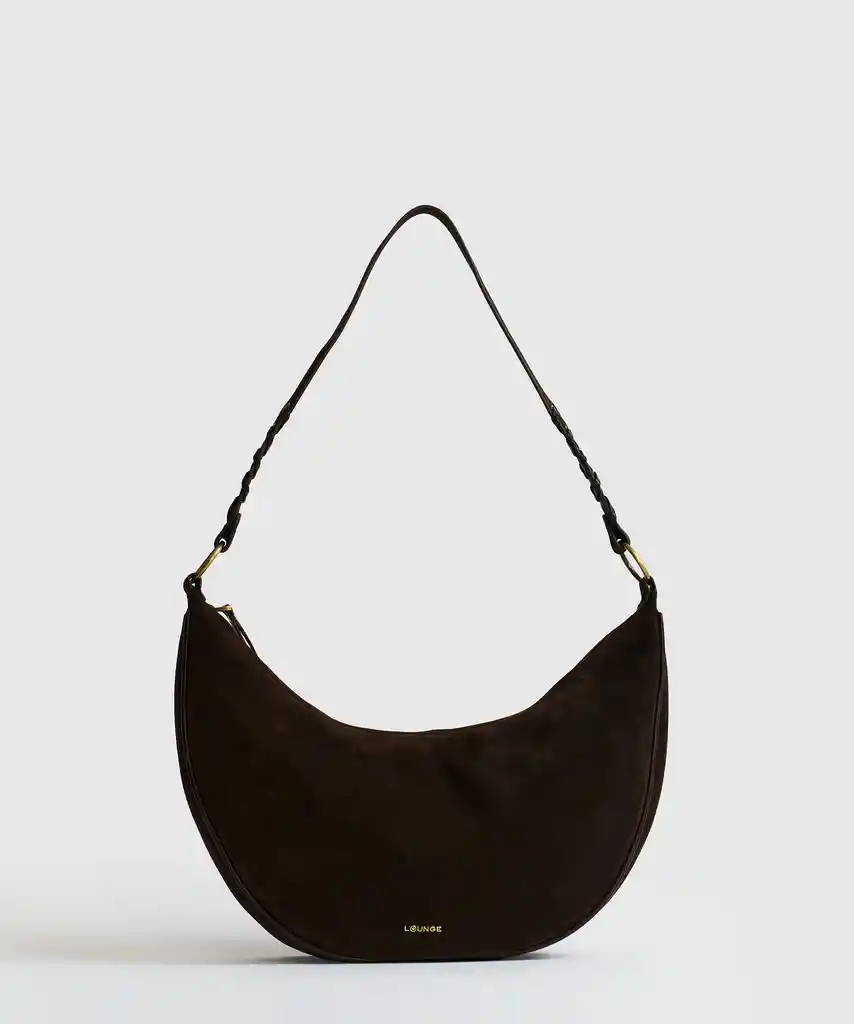 Cartera De Hombro Media Luna Trenzada Café