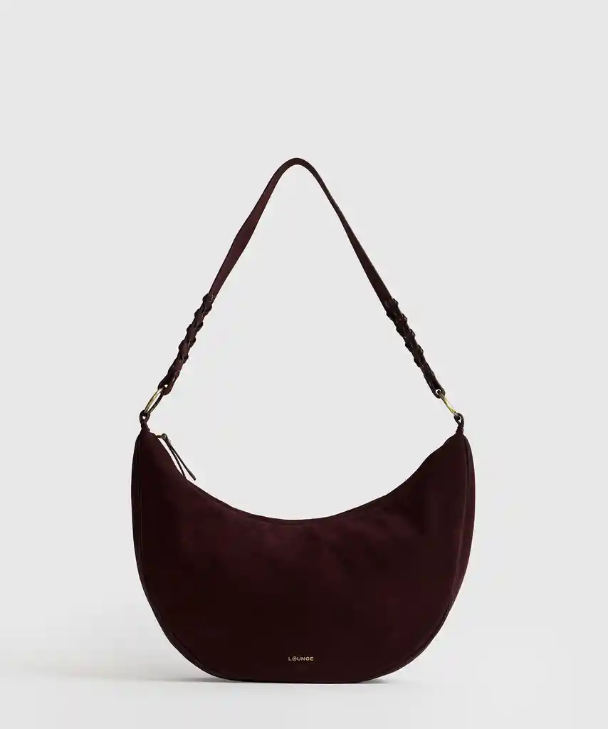 Cartera De Hombro Media Luna Trenzada Burdeo