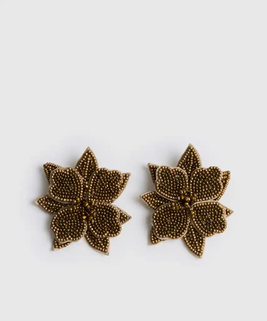 Aros Fiesta Flor Doble Dorado