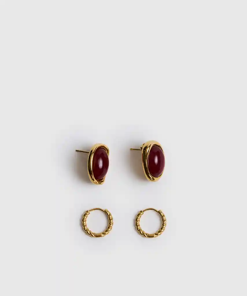 Set Aros Piedra Dorado