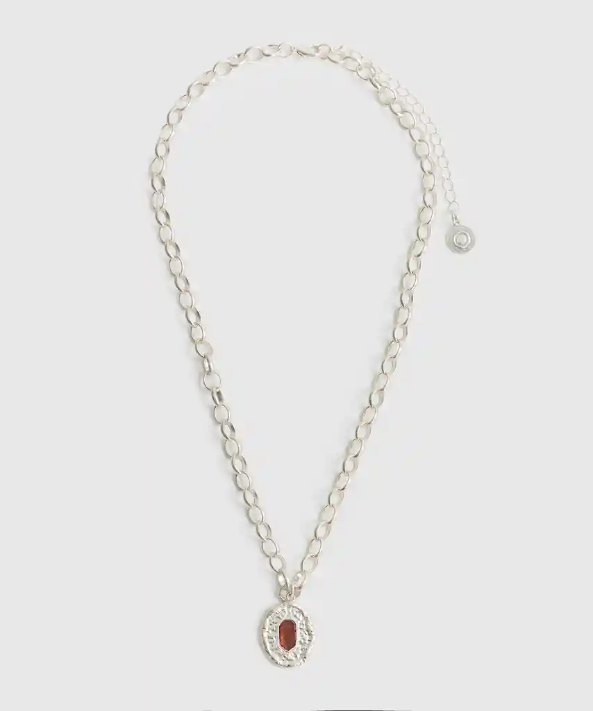 Collar Charm Ovalado Plateado