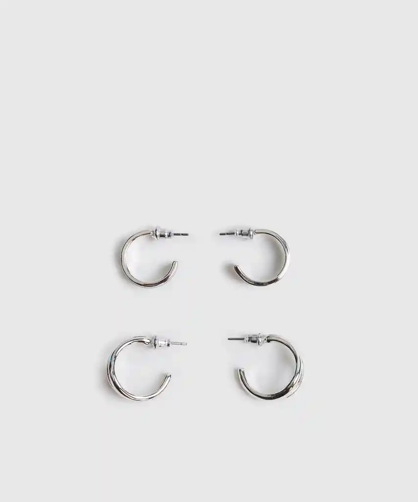 Set Aros Street Argollas Plateado