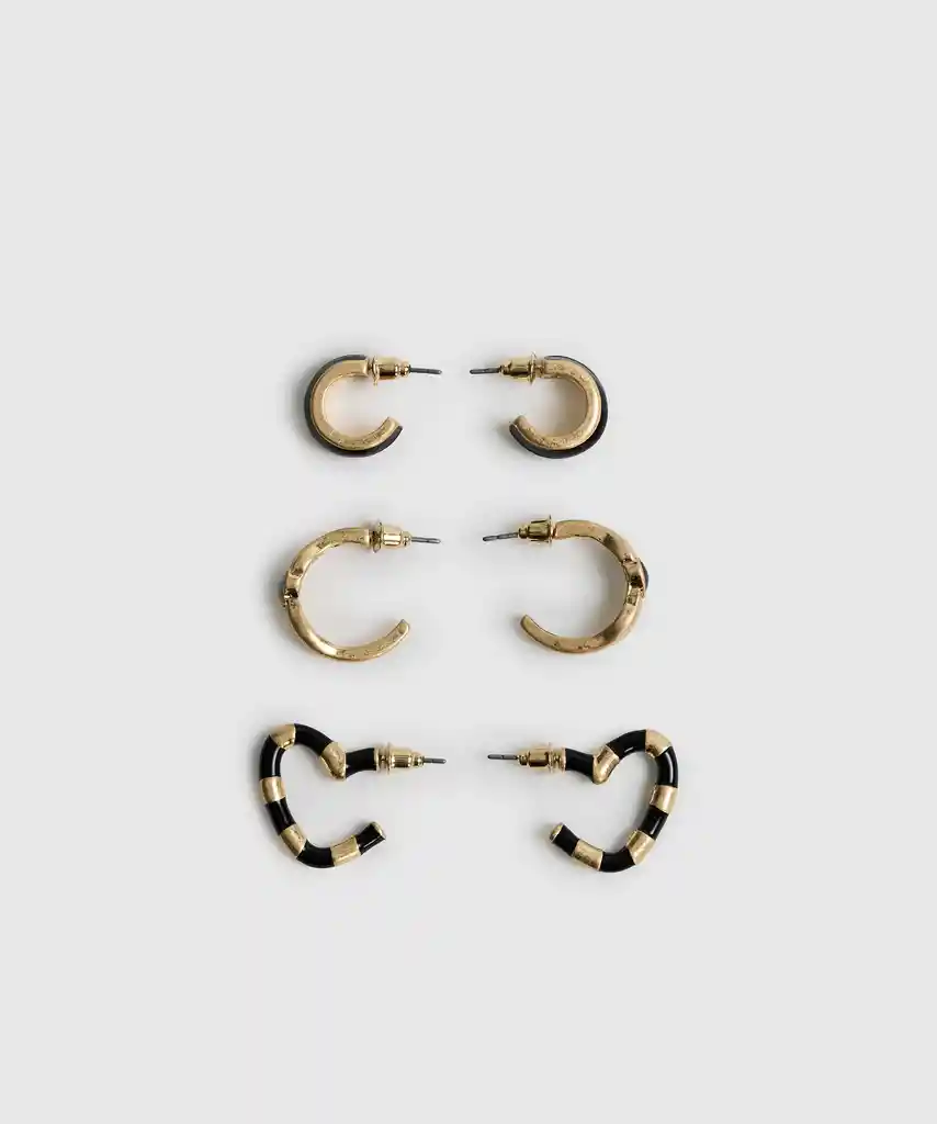 Set Aros Argollas Resina Dorado