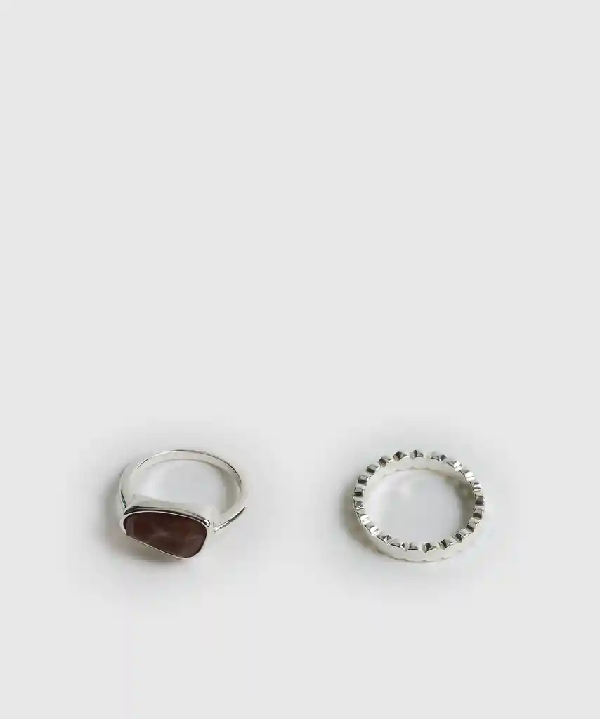 Set Anillos Boho Piedra S Plateado