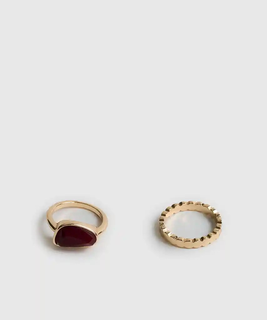 Set Anillos Boho Piedra M Dorado