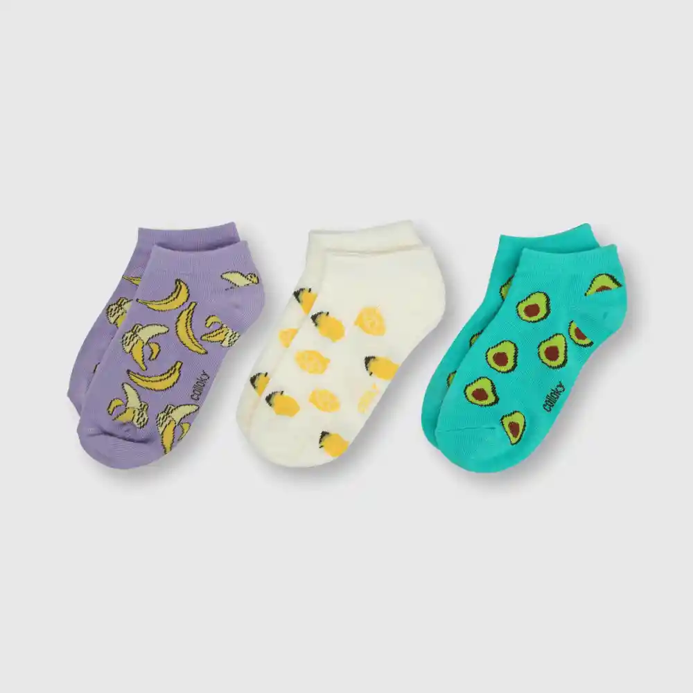 Calcetín Corto Frutas De Niña Celeste