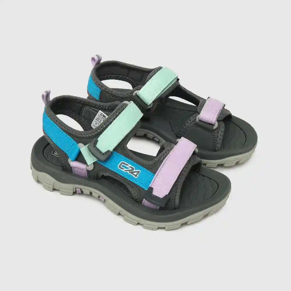 Sandalias Con Velcro De Niña Gris Talla 33