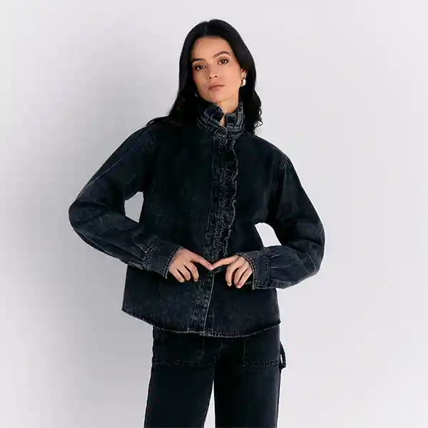 Sobre Camisa Vuelos Denim M Negro