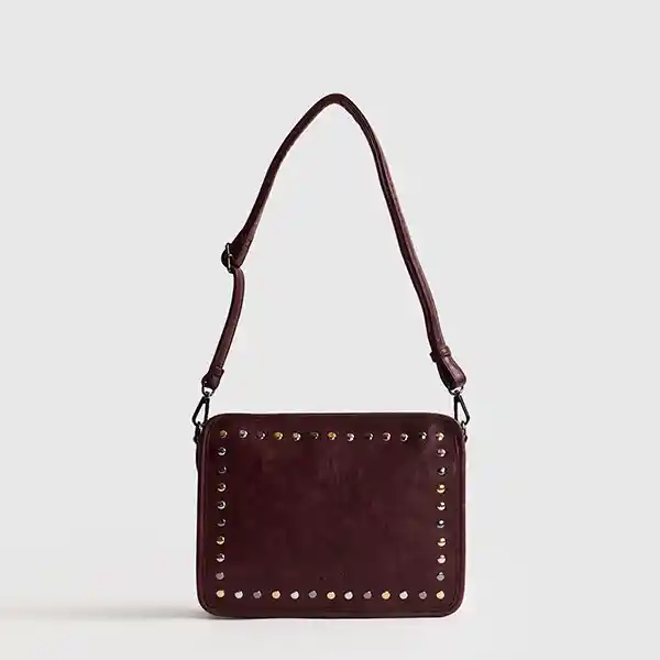Cartera Bandolera Tachas Burdeo
