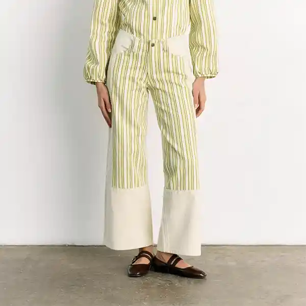 Pantalón Rayas Denim 38 Beige