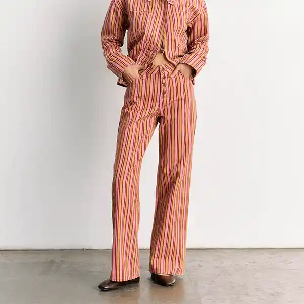 Pantalón Rayas Pink Denim 40 Rosado