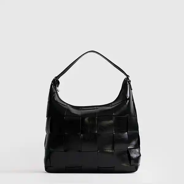 Cartera De Hombro Woman Cuadrado Tejidos Negro