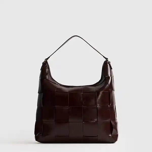 Cartera De Hombro Woman Cuadrado Tejidos Burdeo