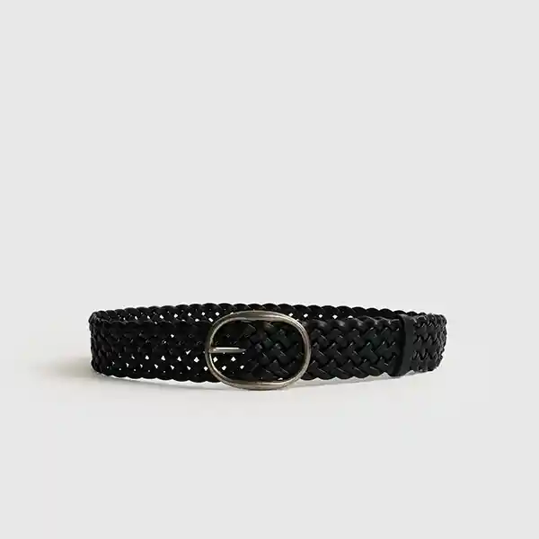 Cinturón Trenzado Y Hebilla Ovalada S/m Negro