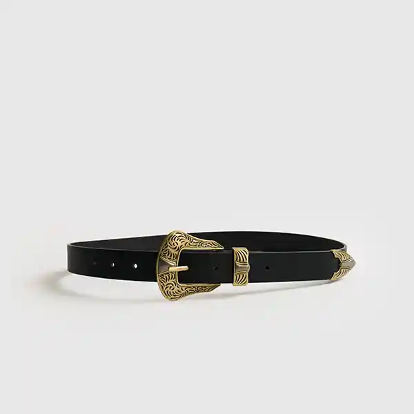 Cinturón Hebilla Con Diseño S/m Negro