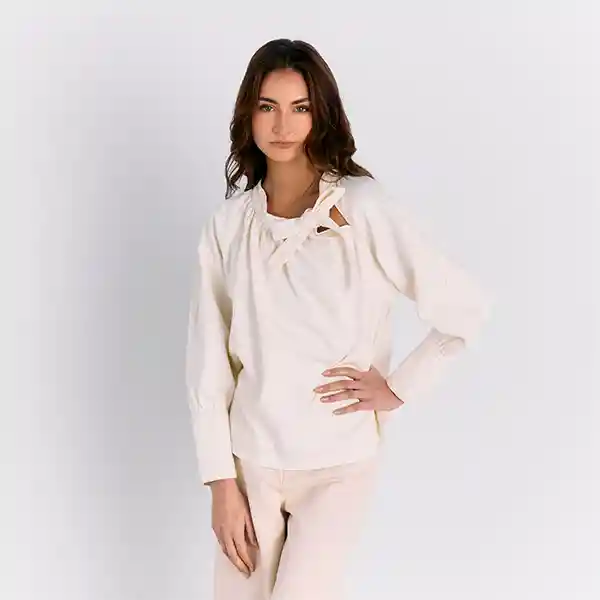 Blusa Cinta Denim S Blanco