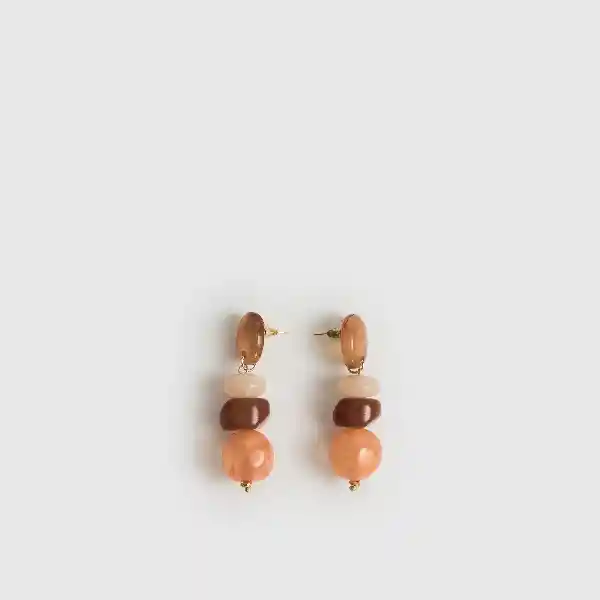 Aros Colgantes Piedras De Resina Café