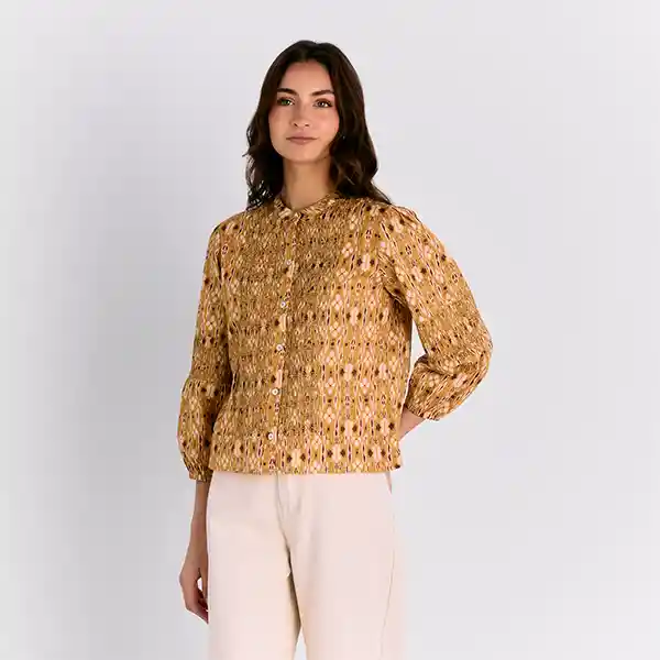 Blusa Botones Boho M Amarillo