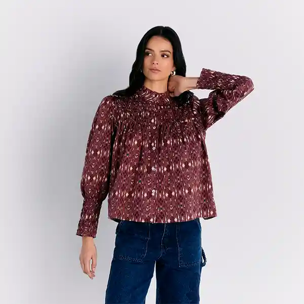 Blusa Blusa Panal Estampada L Morado