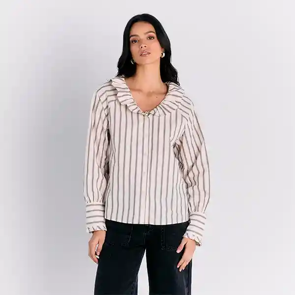 Blusa Rayas L Blanco