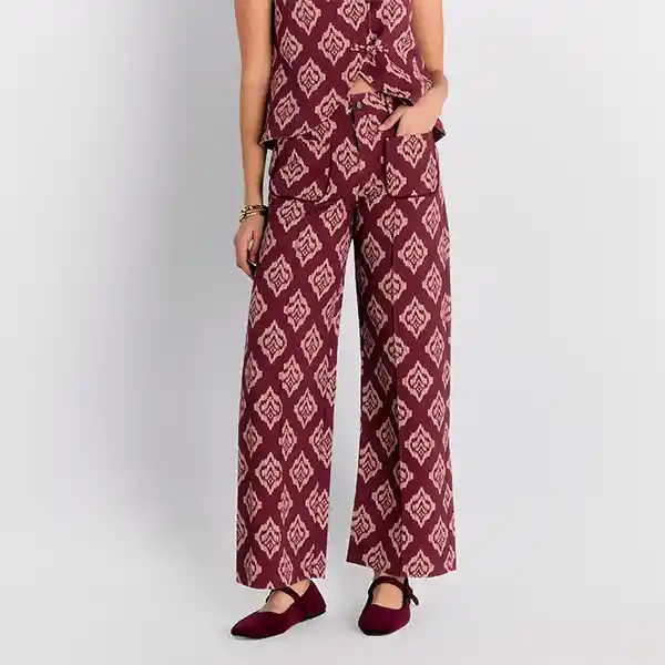 Pantalón Boho 36 Burdeo