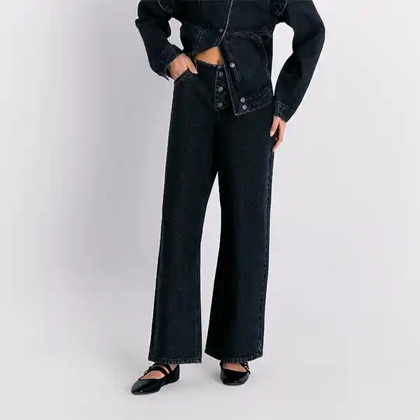 Pantalón Sin Pretina Denim 38 Negro
