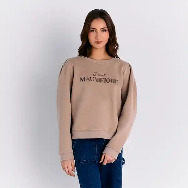 Polerón Mangas Aglobadas L Beige
