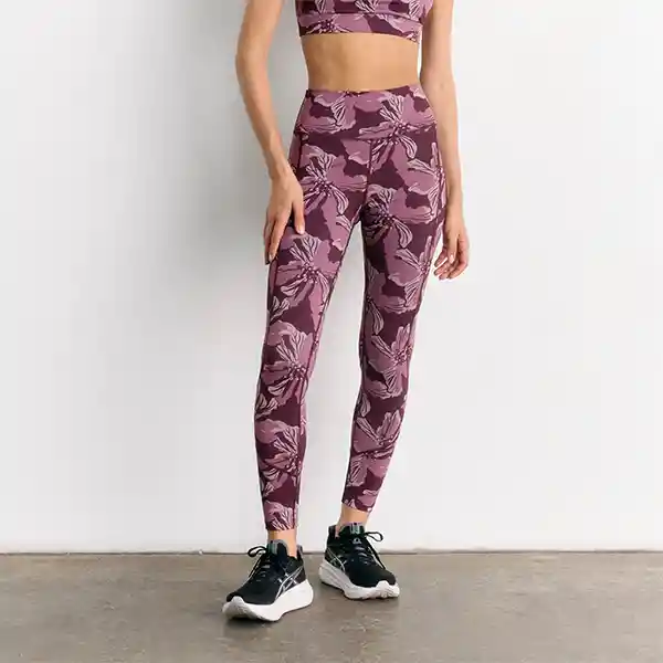 Calza Deportiva Flores Active L Burdeo
