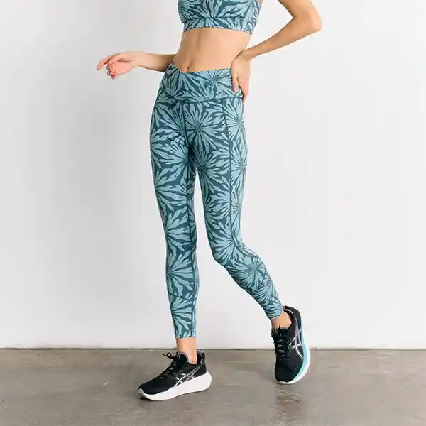 Calza Deportiva Flores Active L Celeste