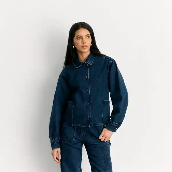 Chaqueta Bordado Denim L Azul