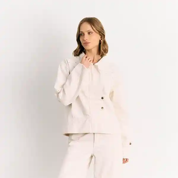 Chaqueta Tachas Denim M Beige