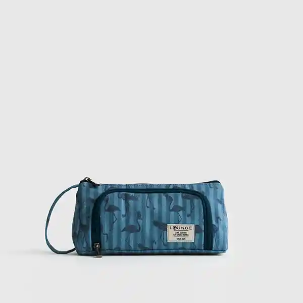 Estuche Canvas Doble Compartimiento Azul
