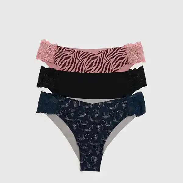 Set 3 Calzones Encaje M Negro