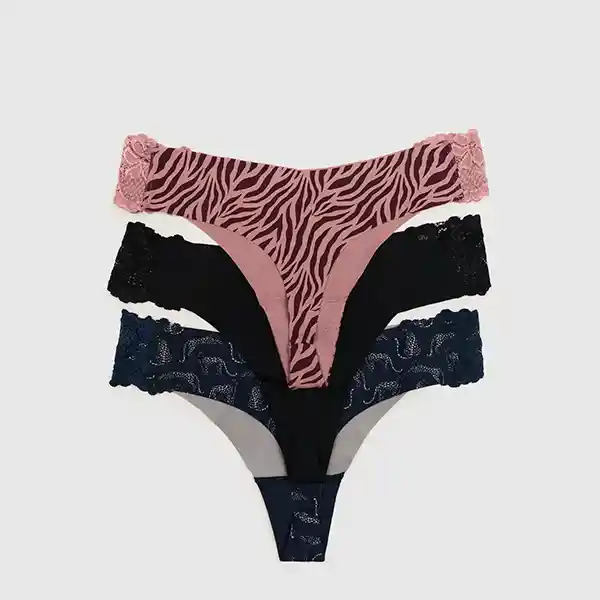 Set 3 Colaless Encaje S Negro