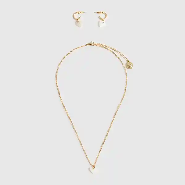 Set Collar Y Aros Corazón Dorado