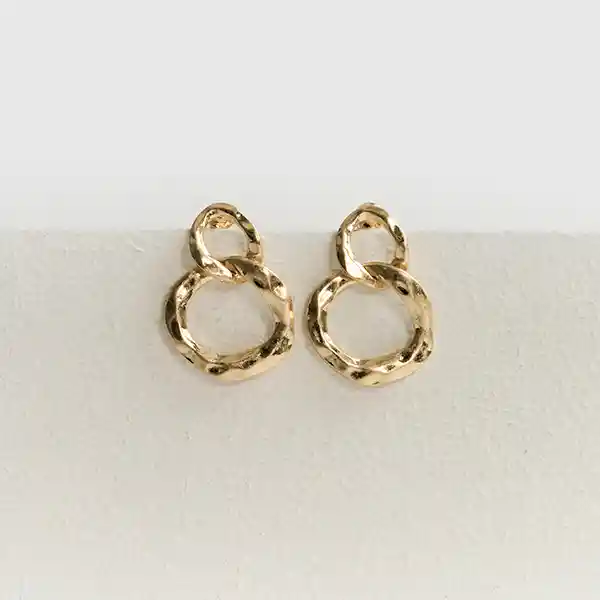 Aros Doble Círculo Machacados Dorado