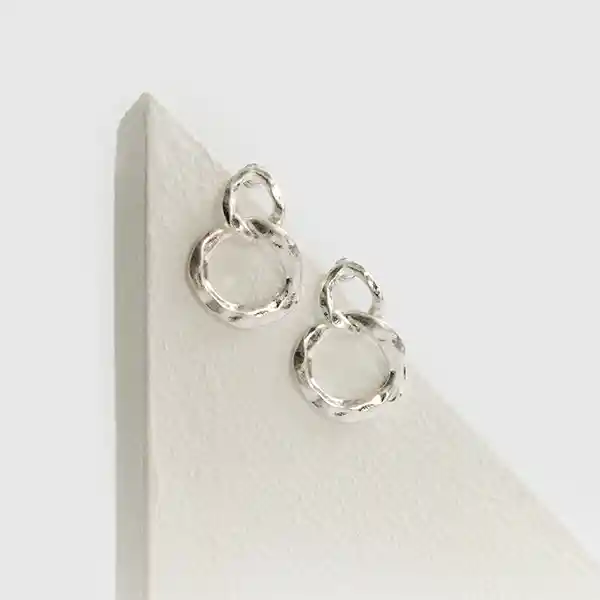 Aros Doble Círculo Machacados Plateado