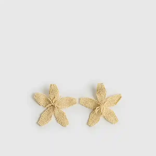Aros Mostacillas Flor Blanco