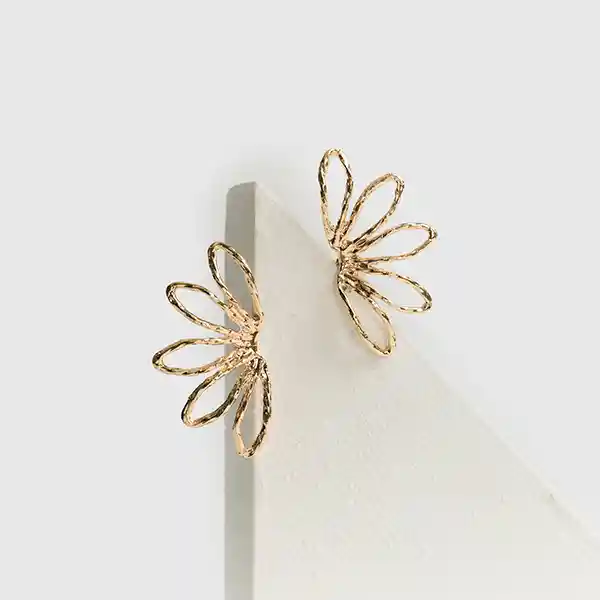 Aros Semi Flor Dorado