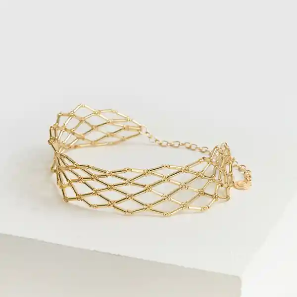 Collar Fiesta Choker Mostacillas Dorado