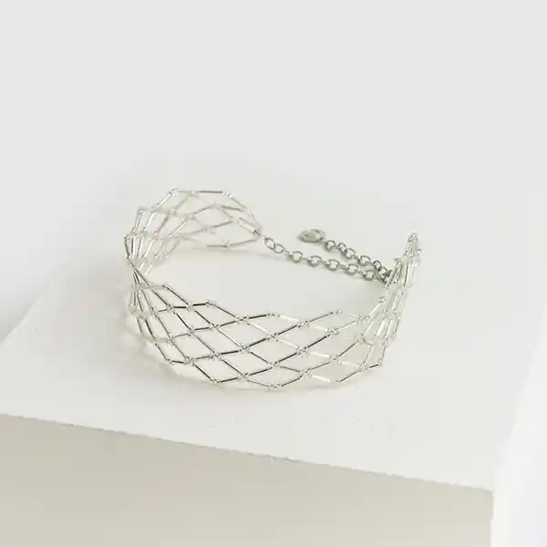 Collar Fiesta Choker Mostacillas Plateado