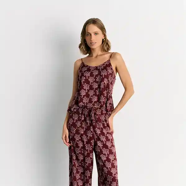 Pijama Satinado Palmeras S Burdeo