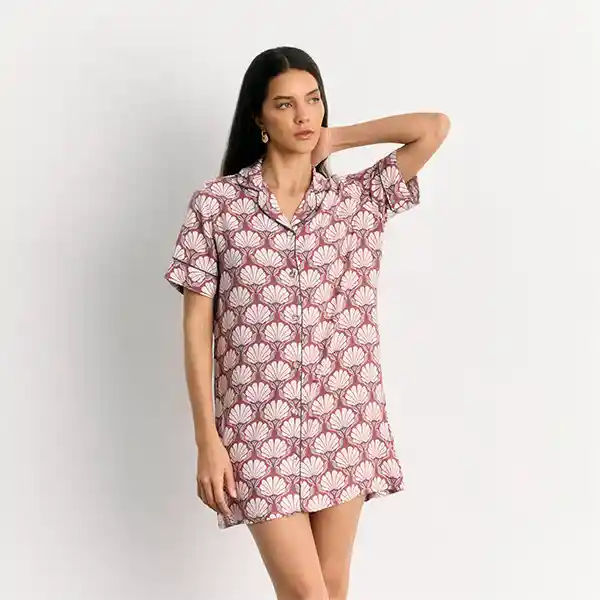 Camisa De Dormir Flores M Rosado